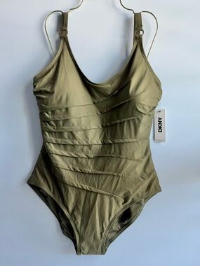 DKNY Women's Green One-Piece Starburst Swimsuit Size XXL
